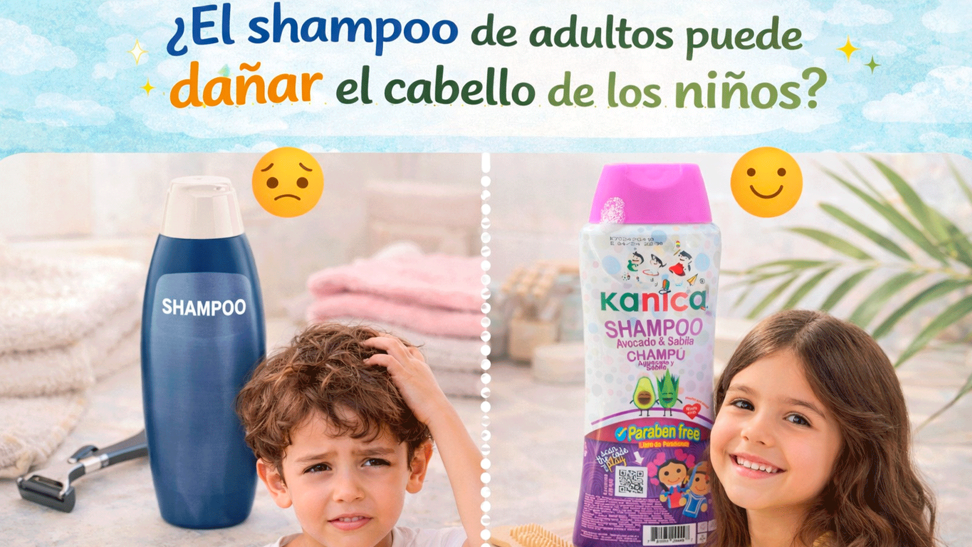 ¿El shampoo de adultos puede dañar el cabello de los niños?