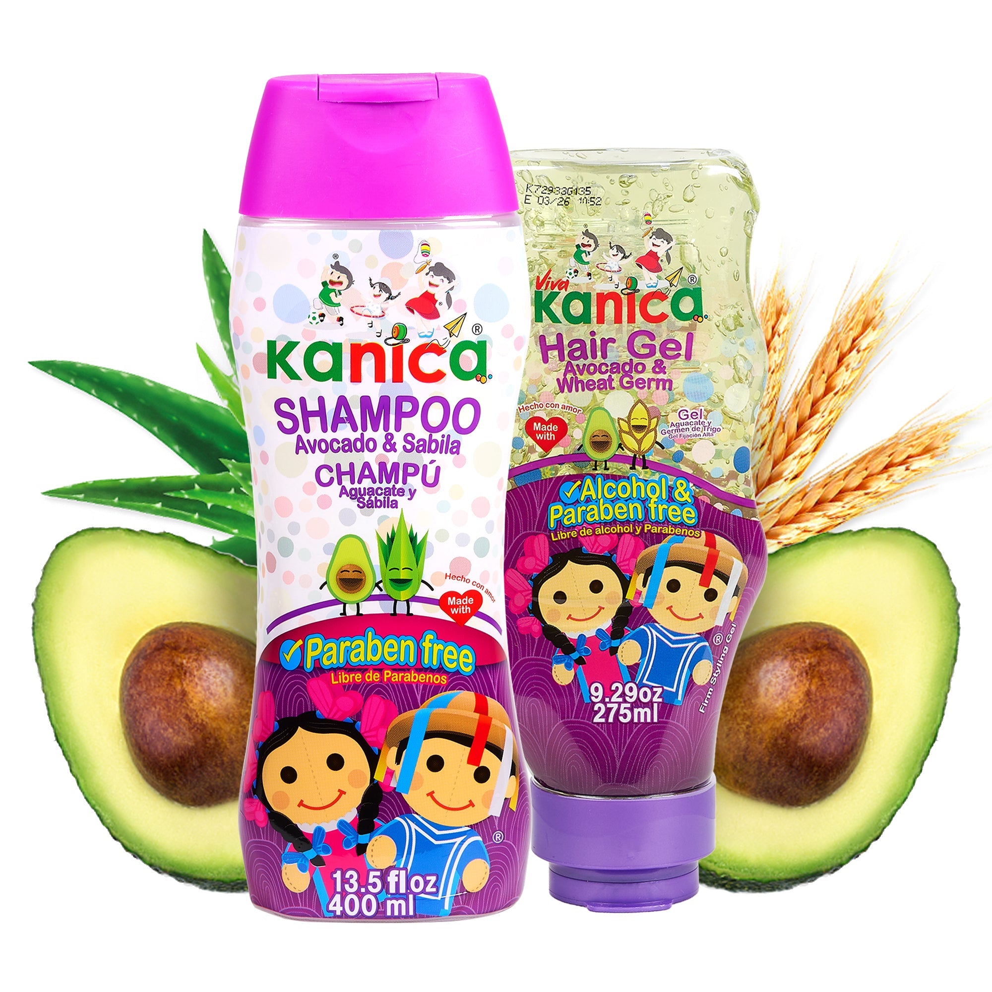 Kit Kanica de Shampoo y Gel para Niños – Cuidado Natural y Suave para el Cabello Infantil (Aguacate y Germen de Trigo)