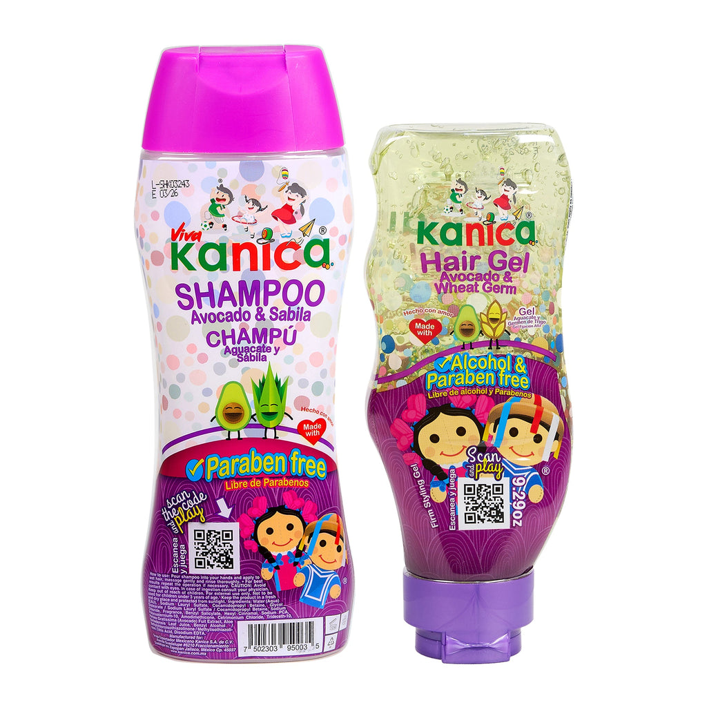 Kit Kanica de Shampoo y Gel para Niños – Cuidado Natural y Suave para el Cabello Infantil (Aguacate y Germen de Trigo)
