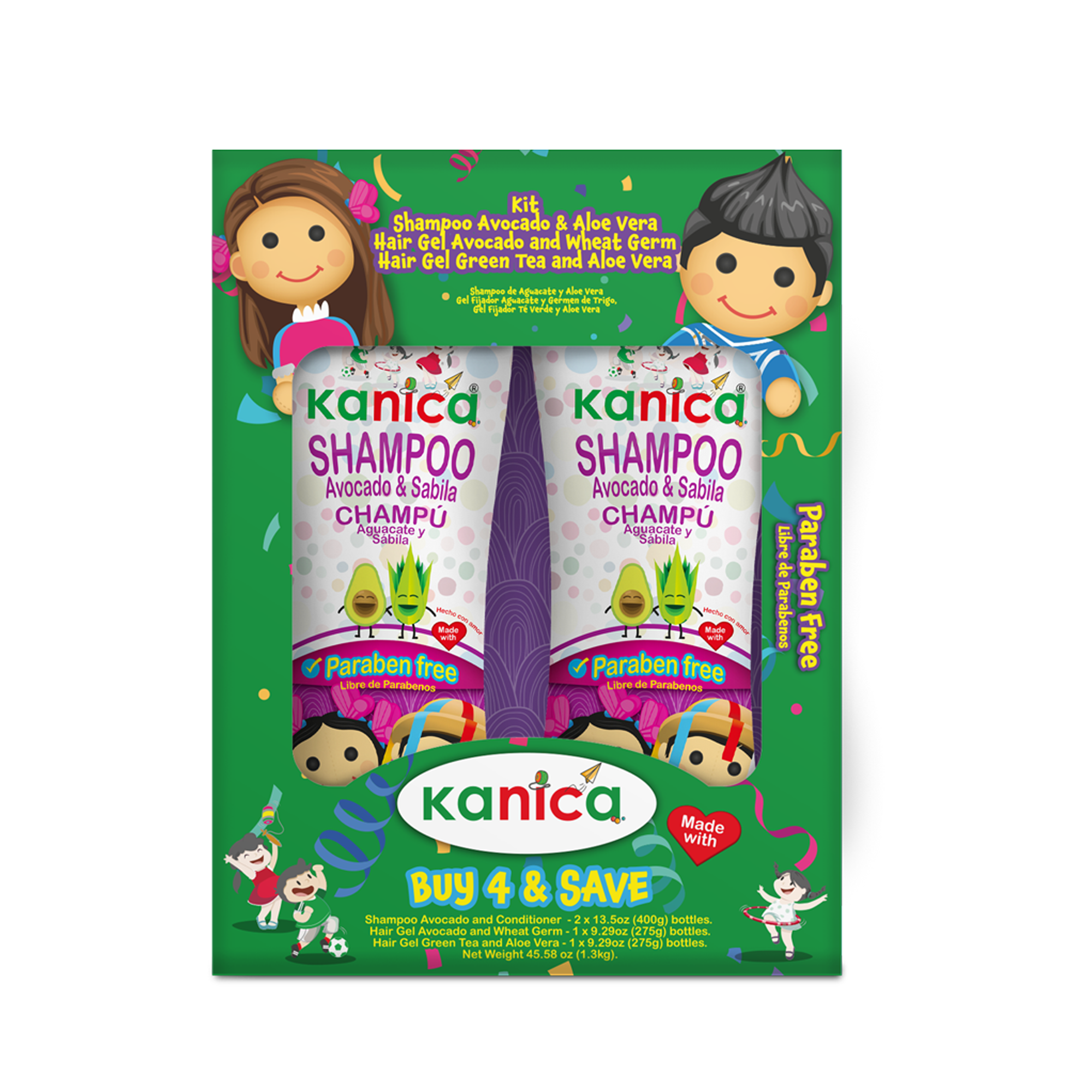 Kit Kanica 2 Shampoo + 1 Gel de Te Verde + 1 Gel de Aguacate