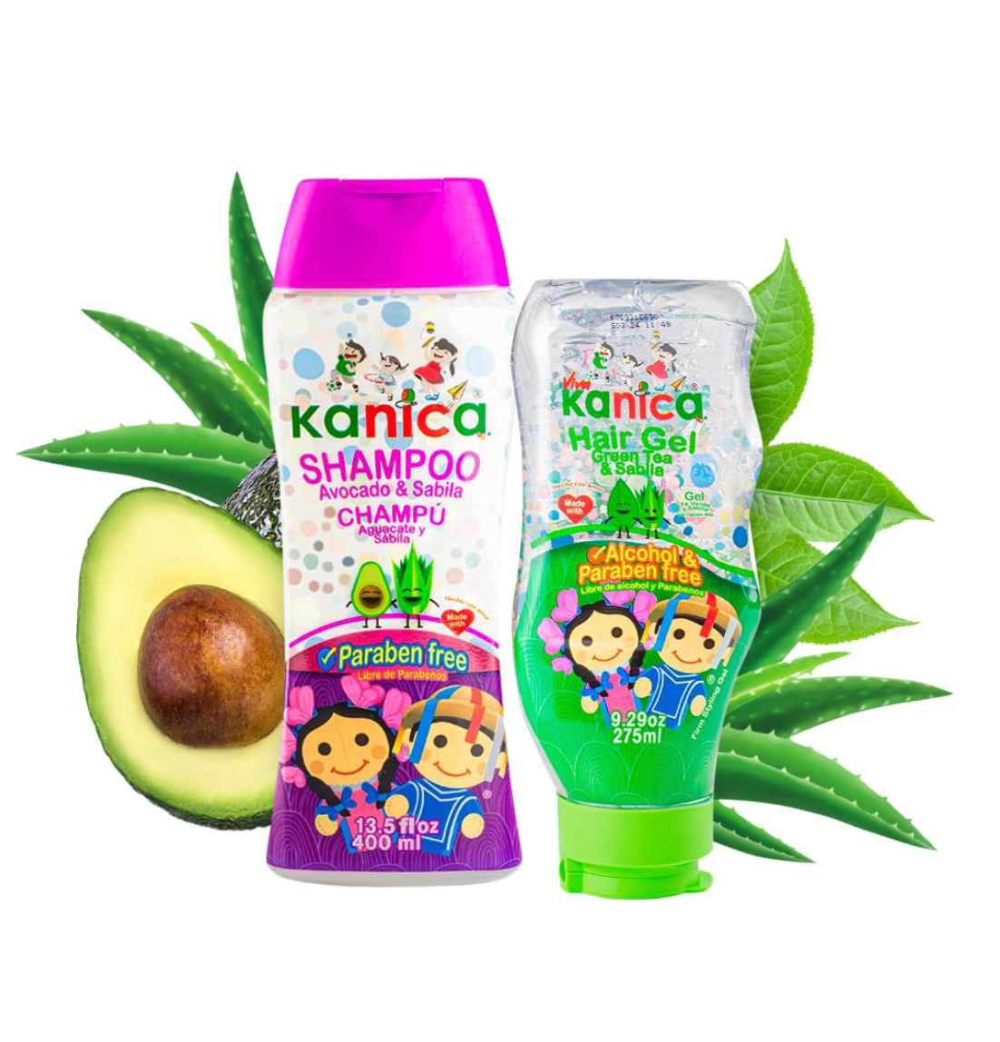 Kit Kanica de Shampoo y Gel para Niños – Cuidado Natural y Suave para el Cabello Infantil (Té Verde & Sábila)