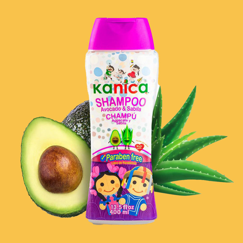 Kanica Shampoo Libre de parabenos, con Sábila y Aguacate, Shampoo para la familia